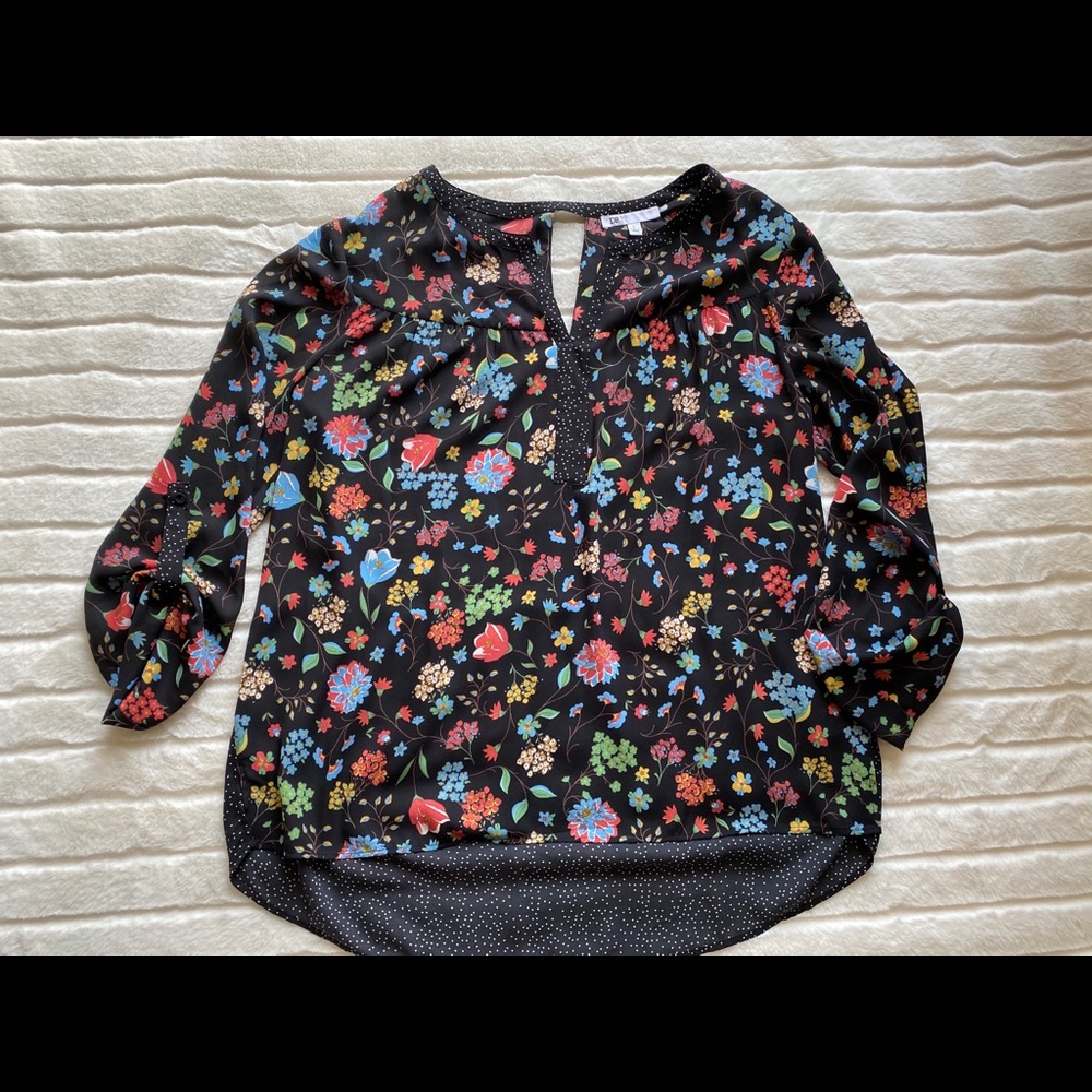 DR2 floral long sleeve mixed print top